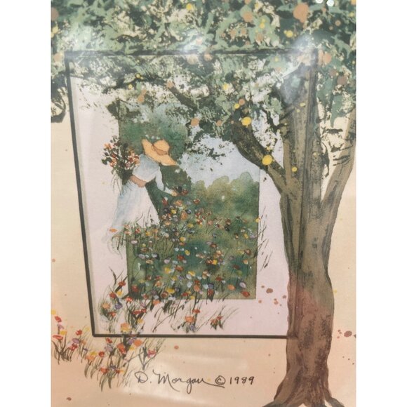 Vintage 1999 D. Morgan Framed Poem & Artwork "My Sister Dear" Trees & Flowers - Picture 5 of 5